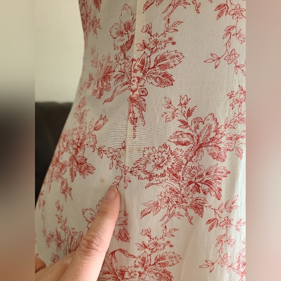 Peruvian Connection Floral Print Shabby Chic Red & Cream Midi Dress Size 2‎ - Picture 10 of 14
